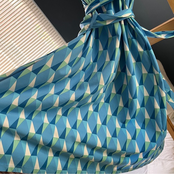 J. McLaughlin Wrap Dress - X-Small - Shirt Tie Dress 60s Geometric - Picture 7 of 7